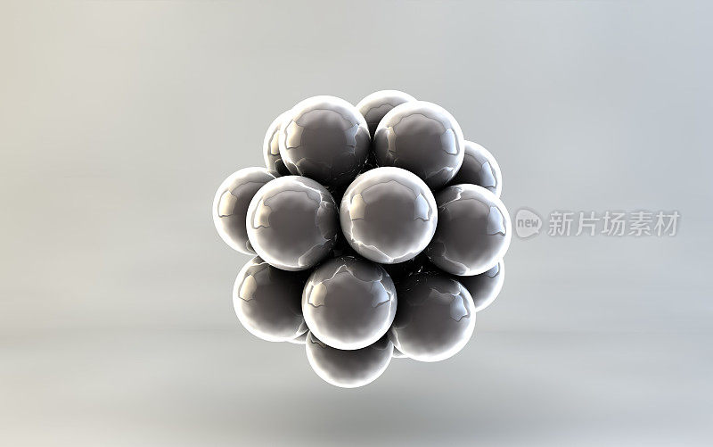 抽象的三维分子或原子。现实球体背景特写。背景金属球，气泡。珠宝覆盖的概念。3 d渲染。用于设计的装饰元素。